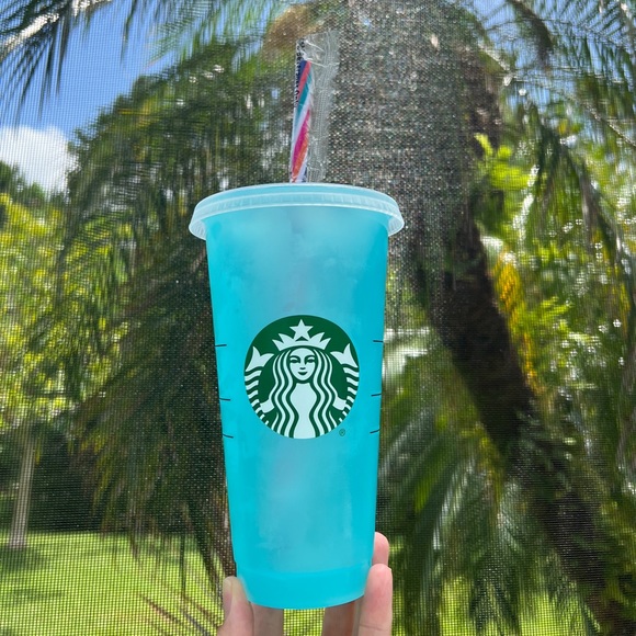 Starbucks 2022 Mystery Color Changing Aqua Blue Reusable Cold Cup